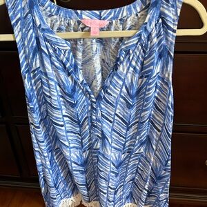 Lilly Pulitzer Blue and White Patterned Top